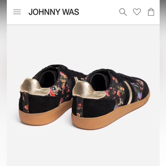 Johnny Was Dreamer Suede Floral Black Sneakers with Gold Accents- size 9- NWOB - Picture 11 of 11